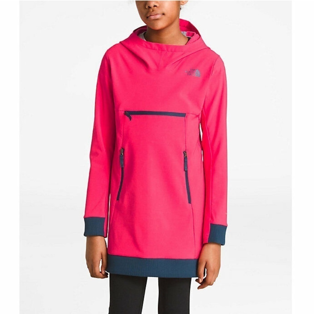 The Northface Small Girls Tekno Pullover Hoodie Dress in Pink TNF Size XL